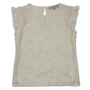 Girls Cream Lace Ruffle Sleeve Top By Loft